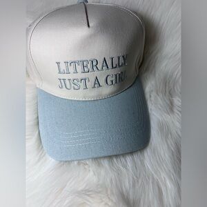 New Zenana Literally Just a Girl Canvas trucker hat blue/light denim 2 for $40!